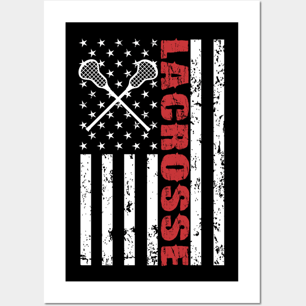 Lacrosse American Flag - US Sports Wall Art by Pannolinno